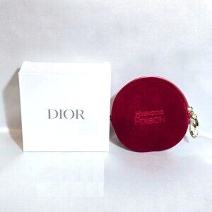 Dior Hypnotic Poison Red Velvet Coin Pouch Case Makeup Bag + Box + Free Sample